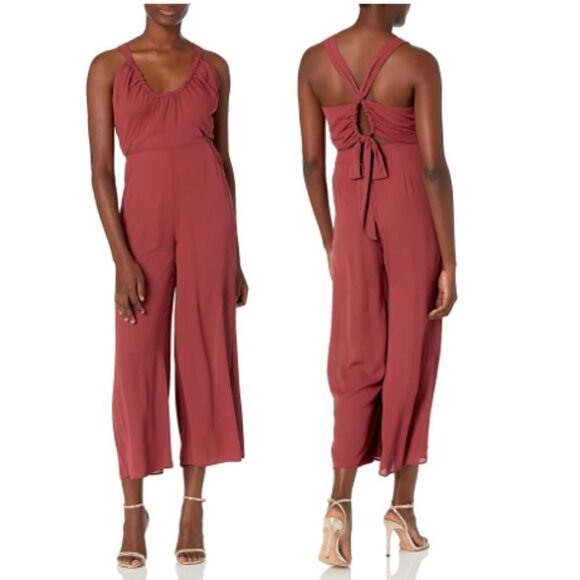 BCBGeneration Women's Cutout Crisscross Back Jumpsuit in Burnt Sienna, Size 6